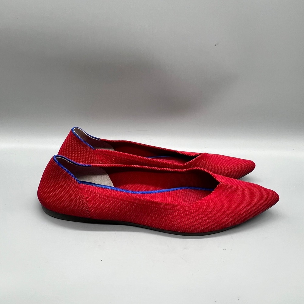 Rothy's Shoes Womens 11.5 Red Knit The Point Pointed Toe Ballet Flats Slip On